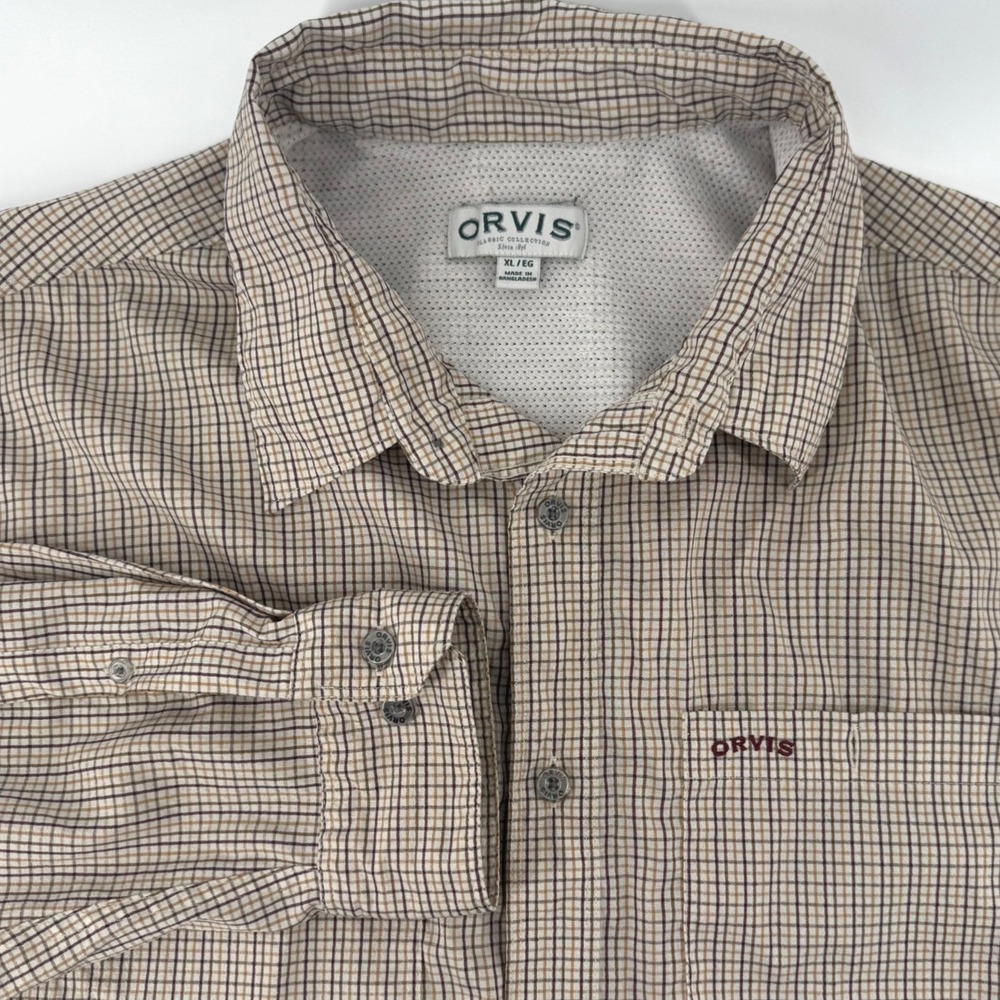 Orvis Classic‎ Collection Mens XL Brown Plaid Lightweight Back Vent Fishing